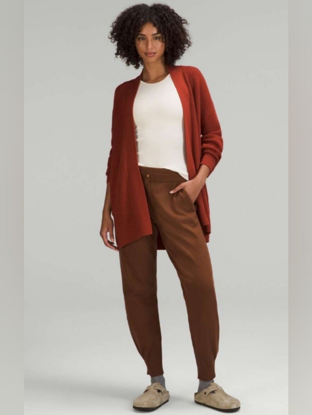 Lululemon Merino Wool-Blend Ribbed Long Wrap Sweater *Cayenne*